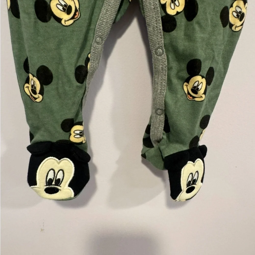 Green Mickey head‎ Disney Baby footie pajamas